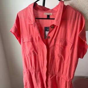 NWT Universal Thread Coral Linen Romper Size 14